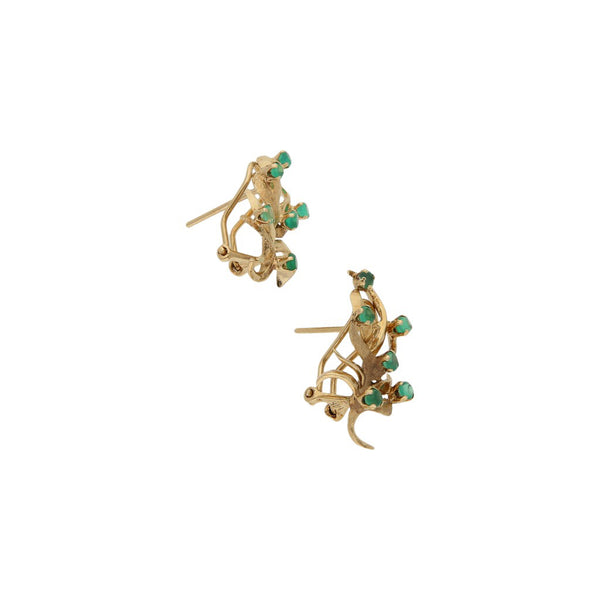 Aretes diseño especial con sintéticos en oro amarillo 14 kilates.