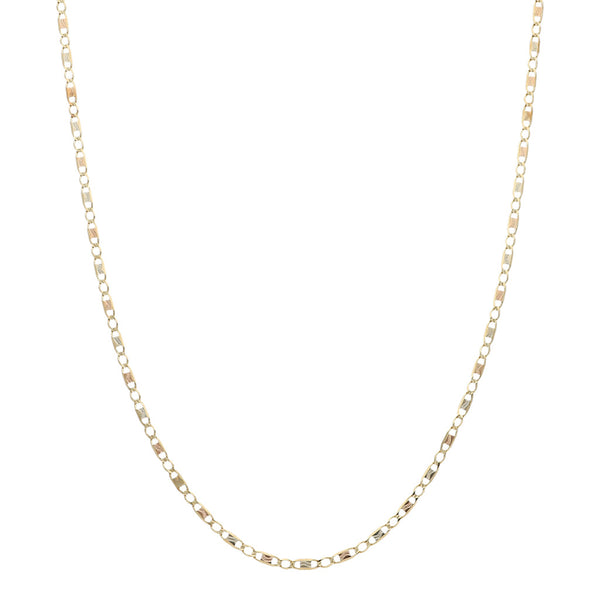 Collar eslabón combinado en oro tres tonos 14 kilates.