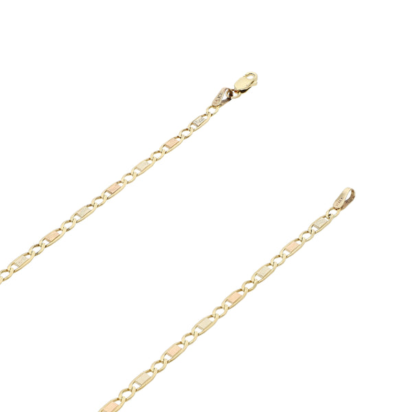 Collar eslabón combinado en oro tres tonos 14 kilates.