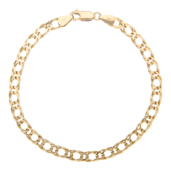 Pulsera eslabón encontrado doble en oro amarillo 14 kilates.