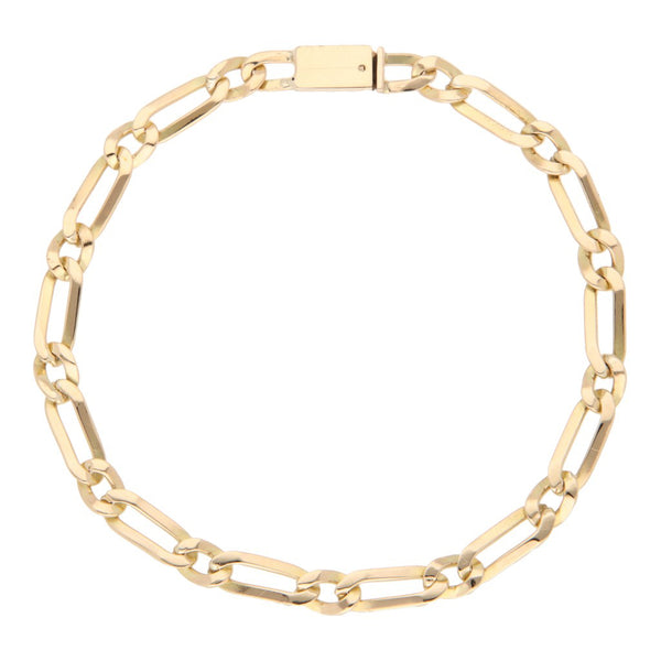 Pulsera eslabón uno por uno en oro amarillo 14 kilates.