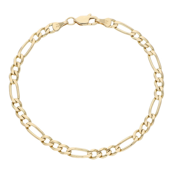 Pulsera de tres eslabones por uno en oro amarillo 14 kilates.