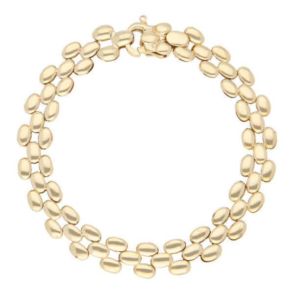 Pulsera eslabón articulado en oro amarillo 14 kilates.
