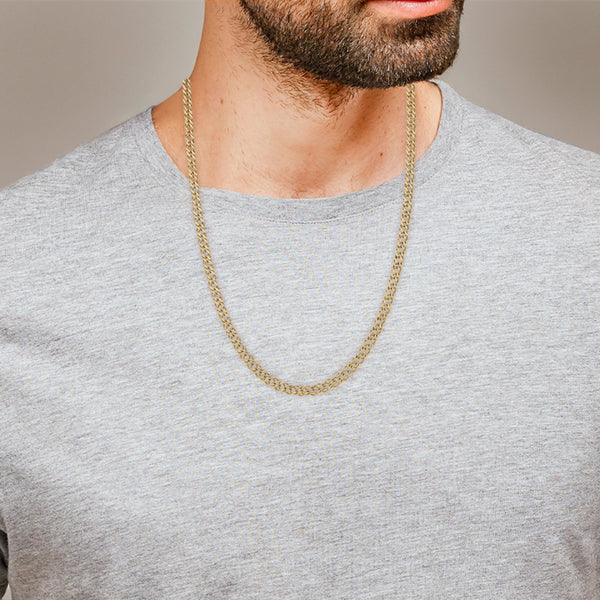 Collar eslabón encontrado doble en oro amarillo 14 kilates.