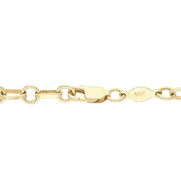 Pulsera eslabón cruzado en oro amarillo 14 kilates.