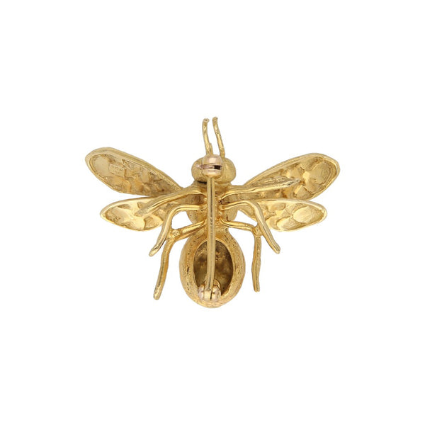 Prendedor diseño especial motivo abeja en oro amarillo 18 kilates.