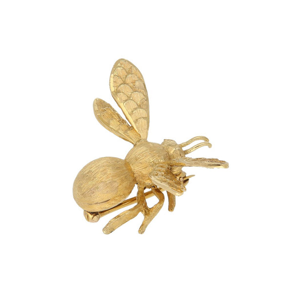 Prendedor diseño especial motivo abeja en oro amarillo 18 kilates.