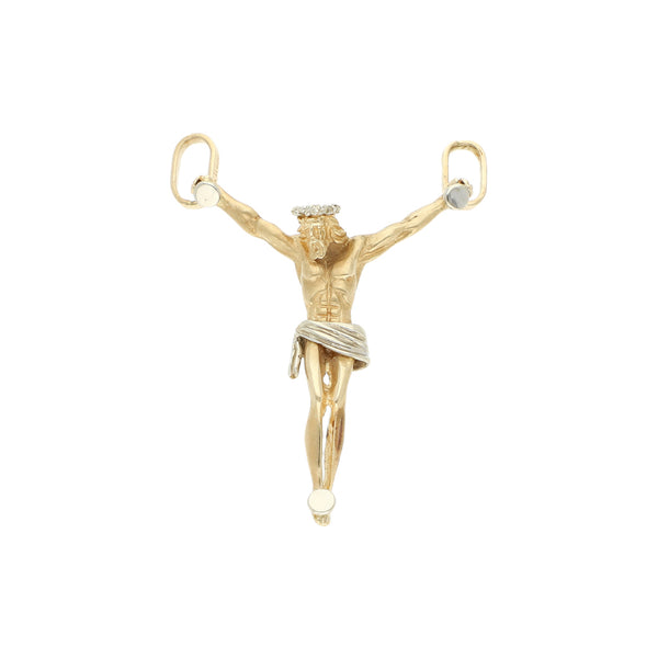 Cristo diseño especial en oro dos tonos 14 kilates.
