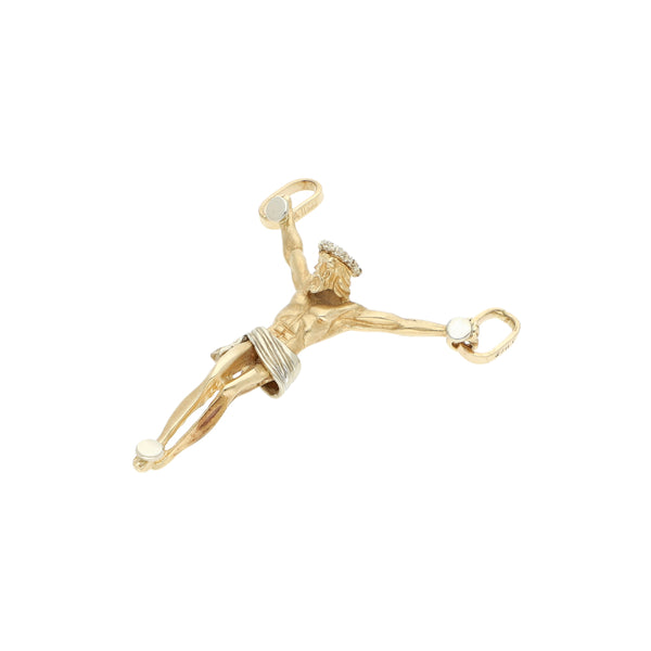 Cristo diseño especial en oro dos tonos 14 kilates.