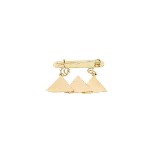 Prendedor diseño especial motivo pirámides en oro amarillo 14 kilates.