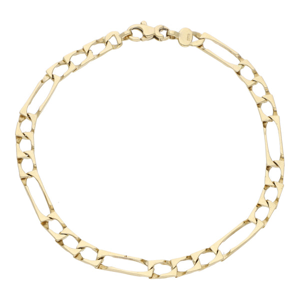 Pulsera de tres eslabones por uno en oro amarillo 14 kilates.