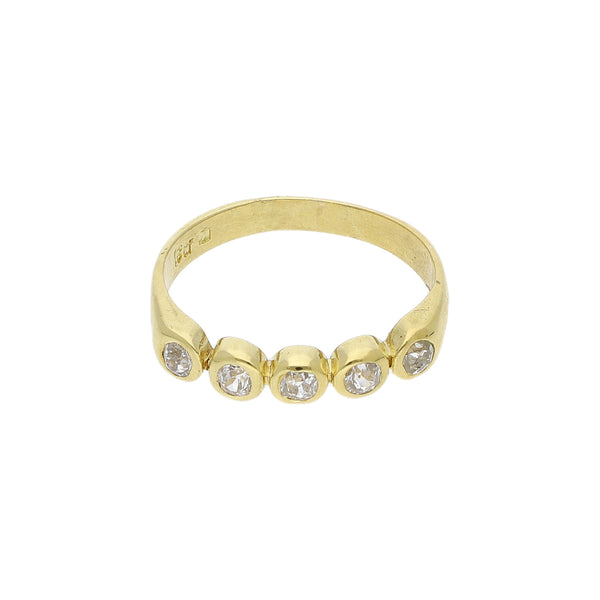 Anillo diseño especial con diamantes en oro amarillo 18 kilates.