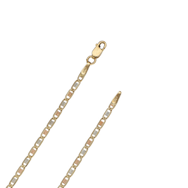 Collar eslabón nudo marino y medalla diseño especial motivo Virgen de Guadalupe en oro amarillo 14 kilates.