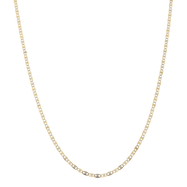Collar eslabón nudo marino platinado en oro amarillo 14 kilates.