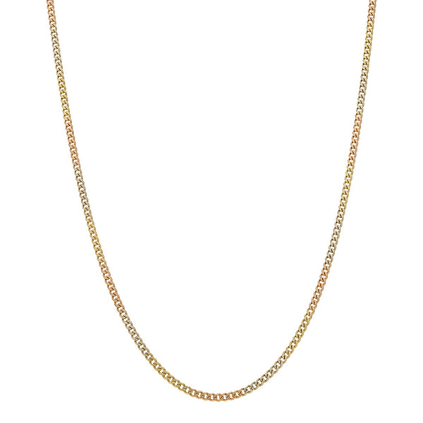 Collar eslabón barbado en oro tres tonos 14 kilates.