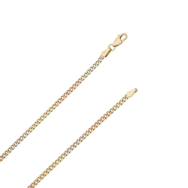 Collar eslabón barbado en oro tres tonos 14 kilates.