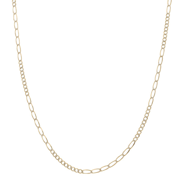 Collar de diez eslabones por siete platinados en oro amarillo 14 kilates.