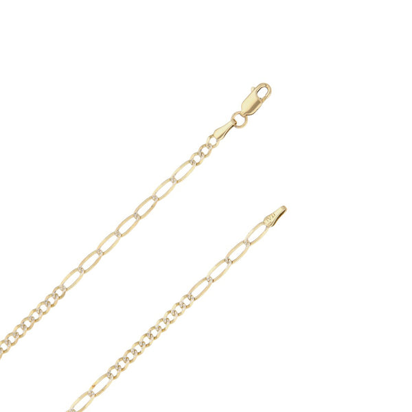 Collar de diez eslabones por siete platinados en oro amarillo 14 kilates.