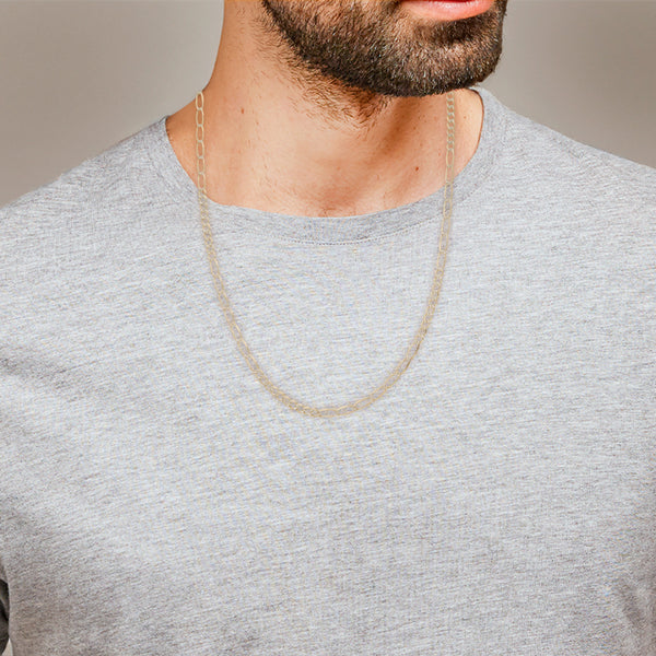 Collar de diez eslabones por siete platinados en oro amarillo 14 kilates.