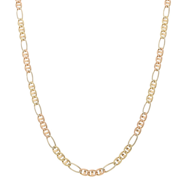 Collar eslabón combinado en oro tres tonos 14 kilates.