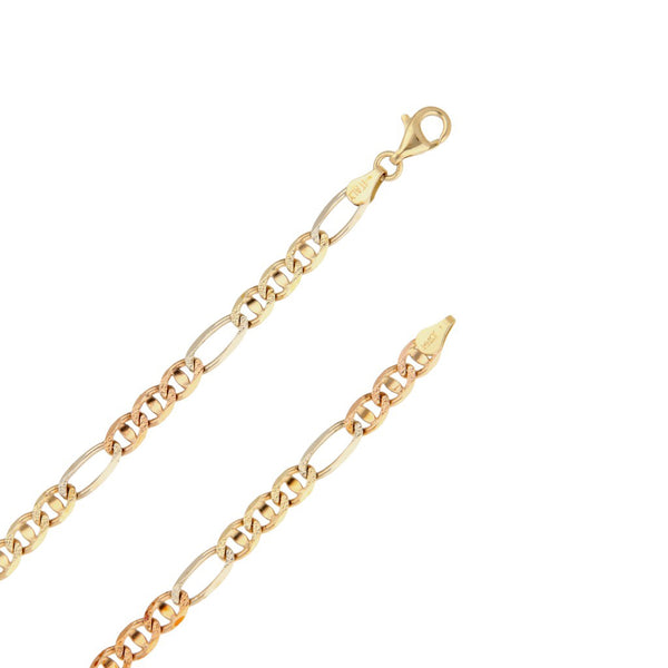 Collar eslabón combinado en oro tres tonos 14 kilates.