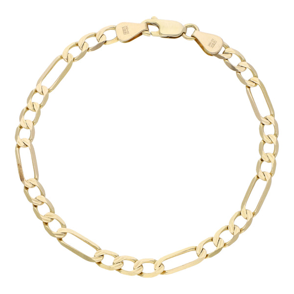Pulsera de tres eslabones por uno en oro amarillo 14 kilates.