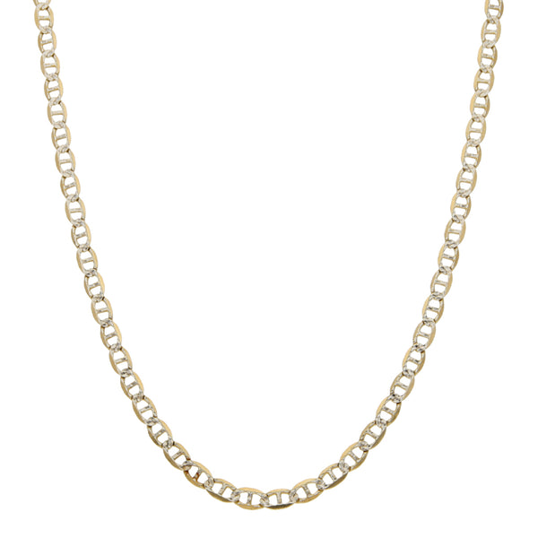 Collar eslabón nudo marino platinado en oro amarillo 14 kilates.