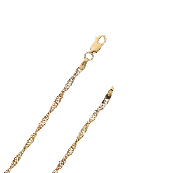 Collar eslabón torzal en oro tres tonos 14 kilates.