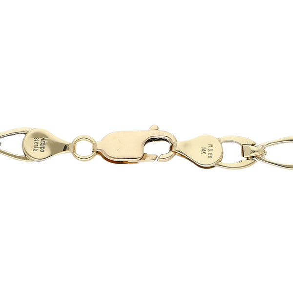 Pulsera eslabón combinado en oro amarillo 14 kilates.