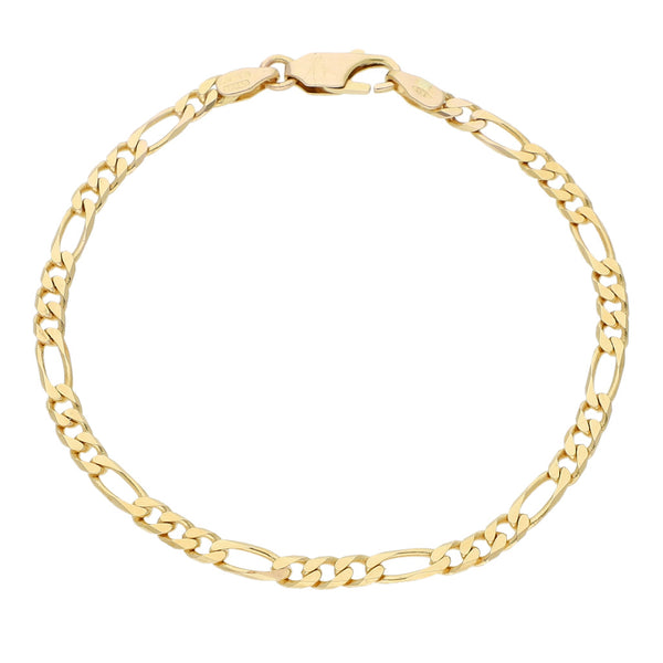 Pulsera de tres eslabones por uno en oro amarillo 14 kilates.