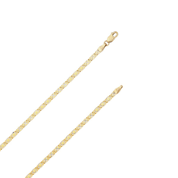 Collar eslabón nudo marino platinado en oro amarillo 14 kilates.