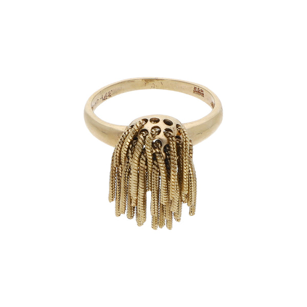 Anillo diseño especial con aplicaciones en oro amarillo 14 kilates.