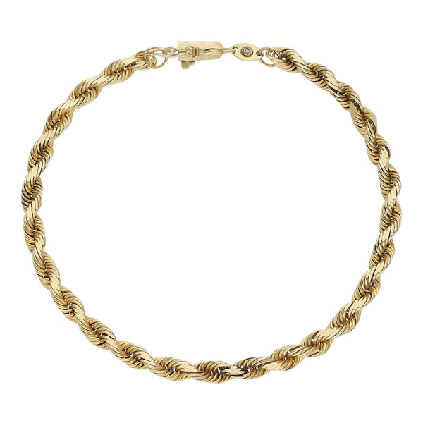 Pulsera eslabón torzal con sintético en oro amarillo 14 kilates.