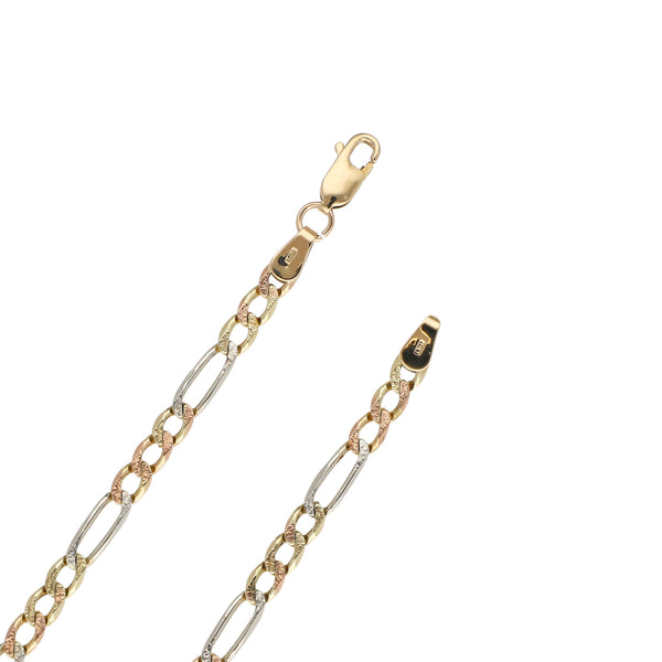 Collar de tres eslabones por uno en oro dos tonos 14 kilates.