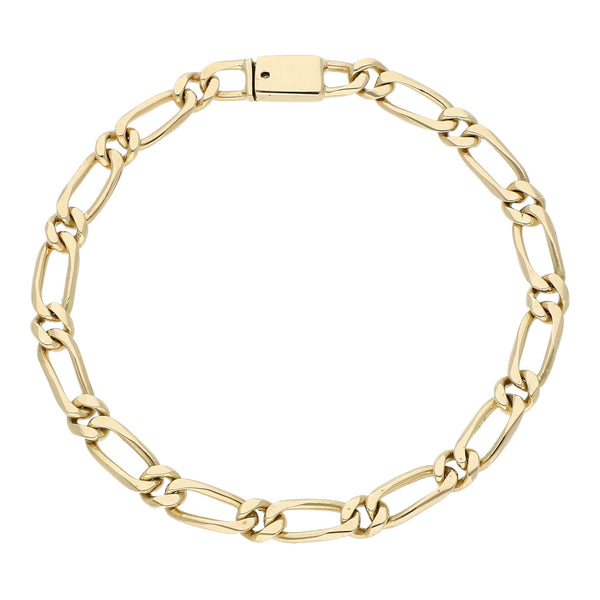 Pulsera eslabón combinado en oro amarillo 14 kilates.