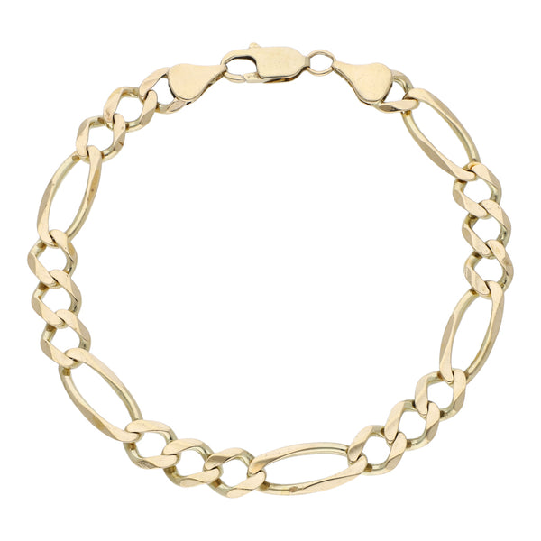 Pulsera de tres eslabones por uno en oro amarillo 14 kilates.