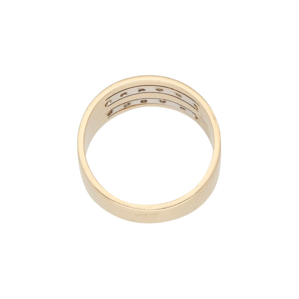 Anillo diseño especial con diamantes en oro amarillo 14 kilates.