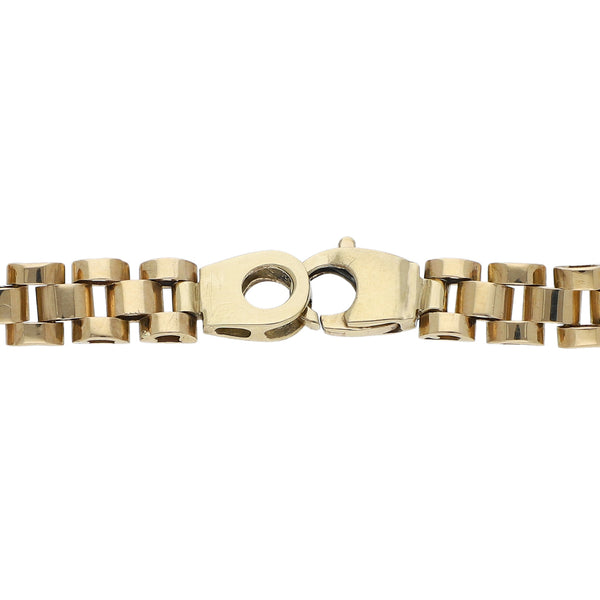 Pulsera eslabón articulado en oro dos tonos 14 kilates.