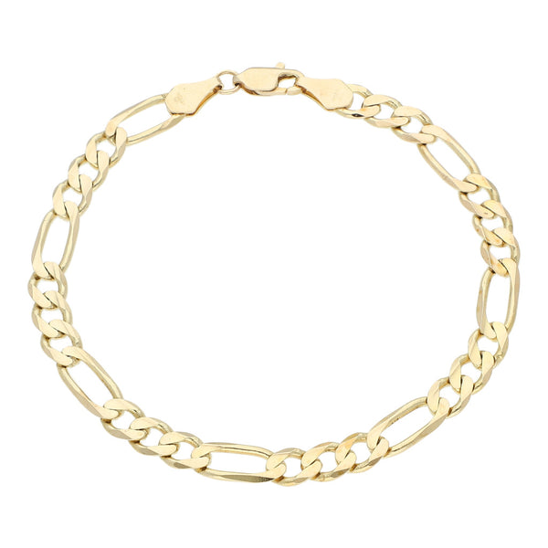 Pulsera de tres eslabones por uno en oro amarillo 14 kilates.
