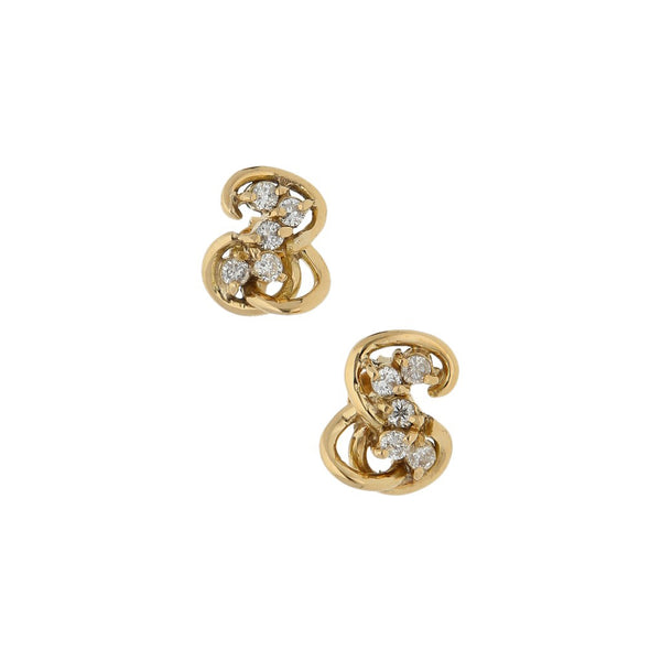 Broqueles estilizados con diamantes en oro amarillo 16 kilates.