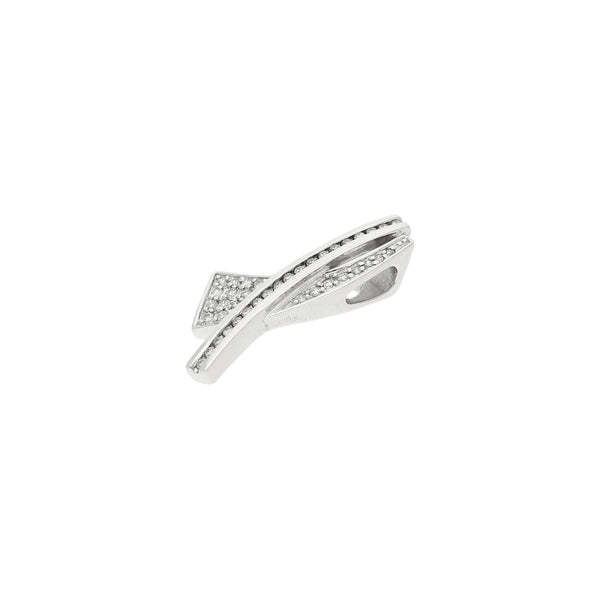 Dije estilizado con diamantes en oro blanco 14 kilates.