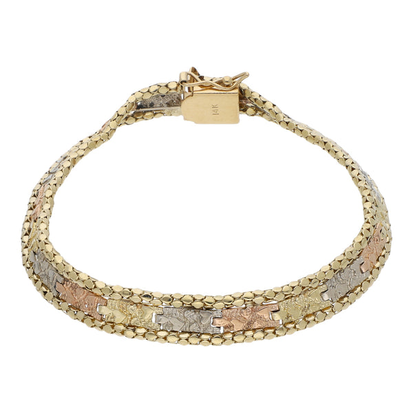 Pulsera eslabón barroco en oro amarillo 14 kilates.