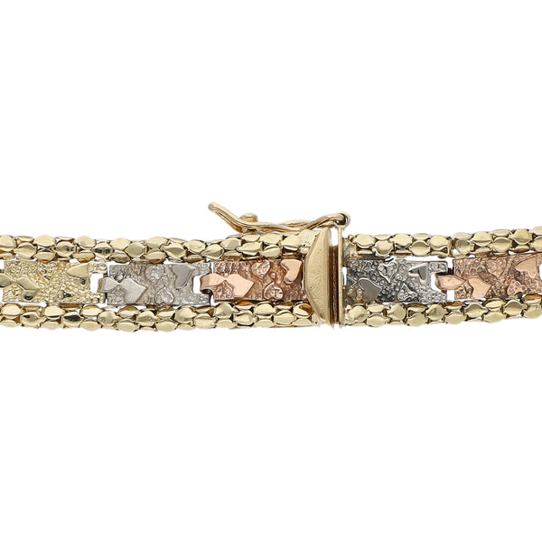 Pulsera eslabón barroco en oro amarillo 14 kilates.