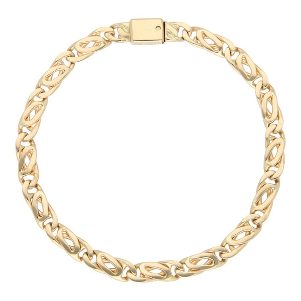 Pulsera eslabón nudo egipcio en oro amarillo 14 kilates.