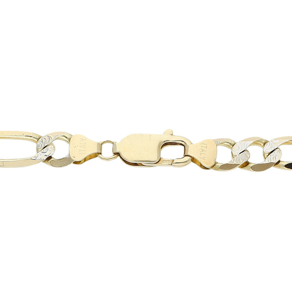 Pulsera de tres eslabones por uno platinados en oro amarillo 14 kilates.