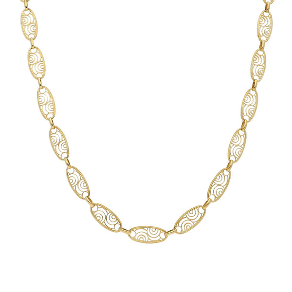 Collar eslabón combinado en oro amarillo 18 kilates.