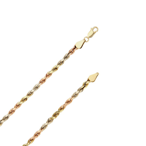 Collar eslabón torzal en oro tres tonos 14 kilates.