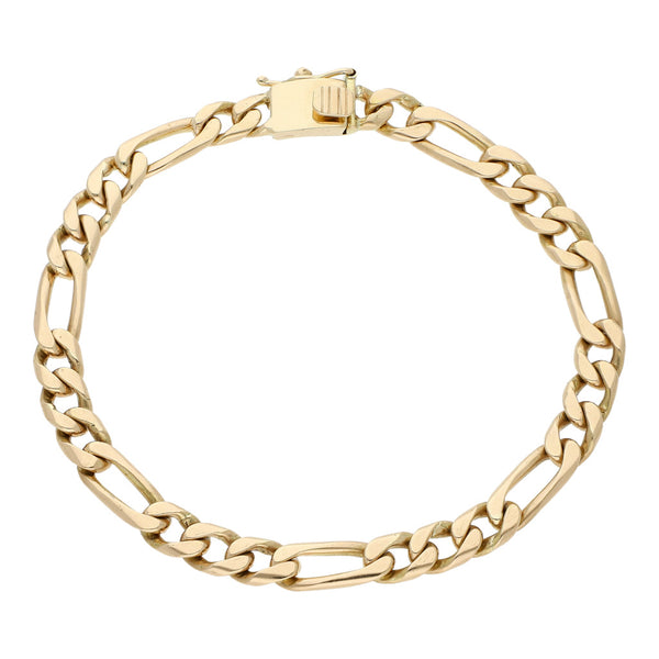 Pulsera de tres eslabones por uno en oro amarillo 14 kilates.