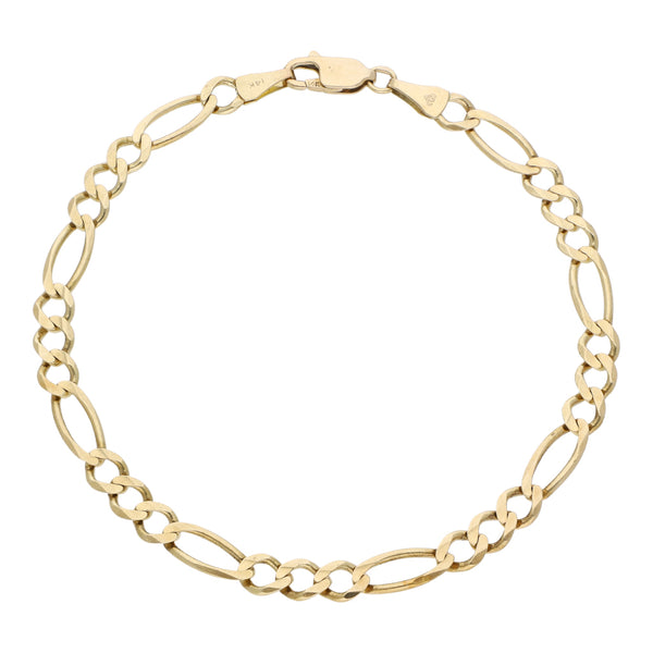 Pulsera de tres eslabones por uno en oro amarillo 14 kilates.