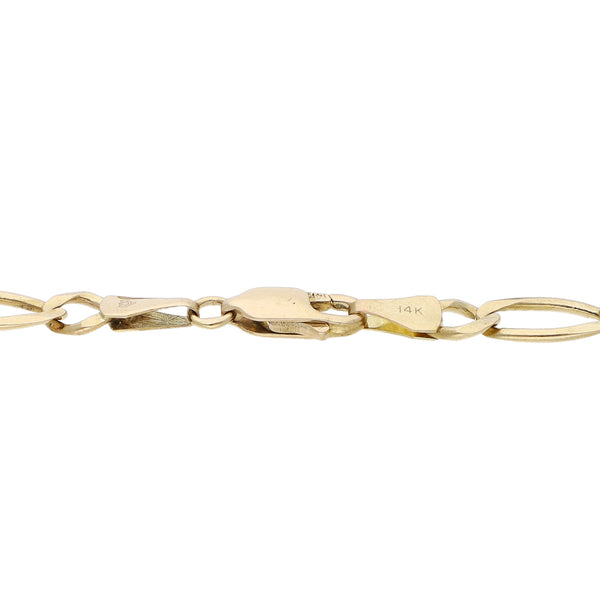 Pulsera de tres eslabones por uno en oro amarillo 14 kilates.